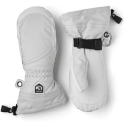 HESTRA ARMY LEATHER HELI SKI FEMALE MITT Pale Grey / Offwhite