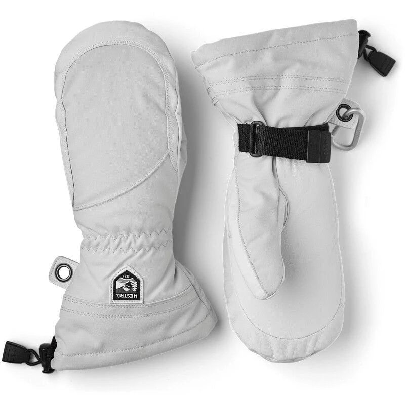 HESTRA ARMY LEATHER HELI SKI FEMALE MITT Pale Grey / Offwhite