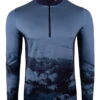 KJUS MEN'S REVEL PRINTED MIDLAYER HALF-ZIP Steel Blue/Deep Space